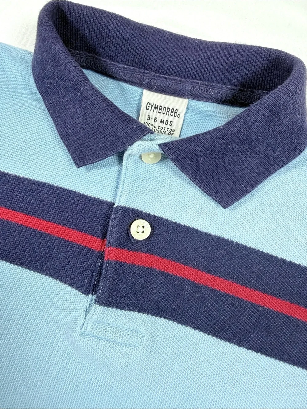VINTAGE GYMBOREE Boys Polo Shirt 3-6m 2002 Y2K Preppy Striped Classic Nautical